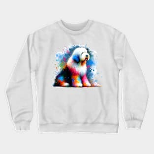 Colorful Abstract Old English Sheepdog Splashed Art Crewneck Sweatshirt